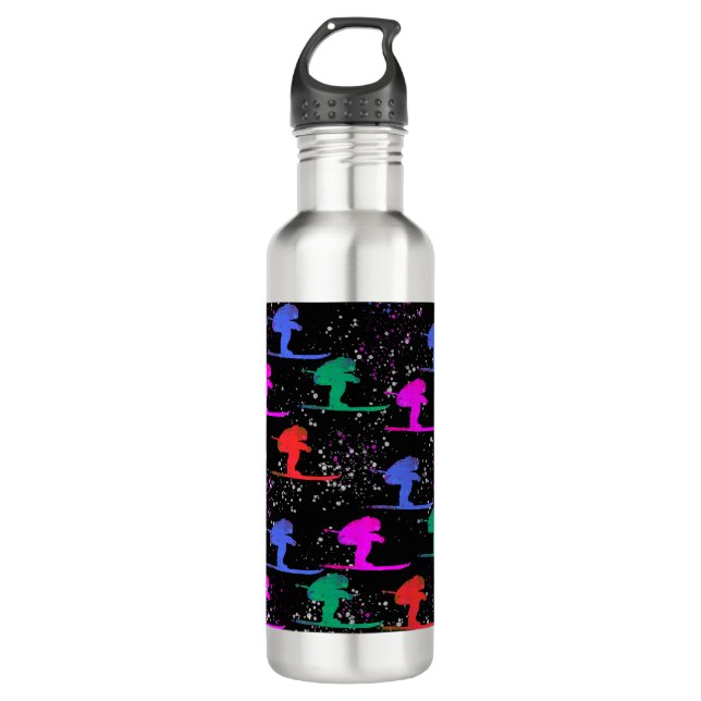 WINTER SKIER STAINLESS STEEL WATER BOTTLE (Front)
