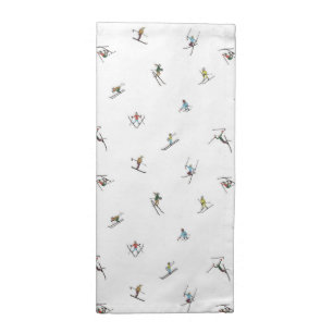 Winter Skiers In Action Pattern Cloth Napkin