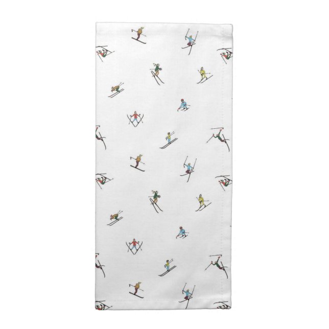 Winter Skiers In Action Pattern Cloth Napkin (Half Fold)