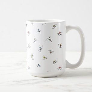 Winter Skiers In Action Pattern Coffee Mug
