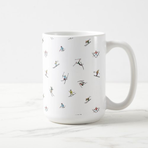 Winter Skiers In Action Pattern Coffee Mug