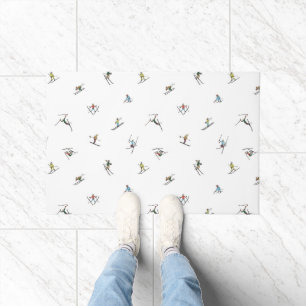 Winter Skiers In Action Pattern Doormat