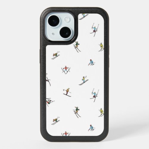 Winter Skiers In Action Pattern iPhone 15 Case