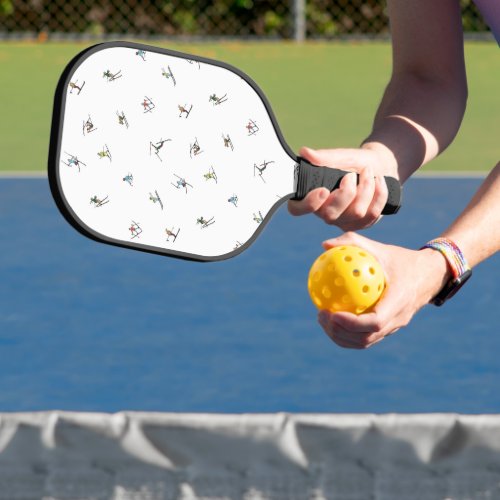 Winter Skiers In Action Pattern Pickleball Paddle