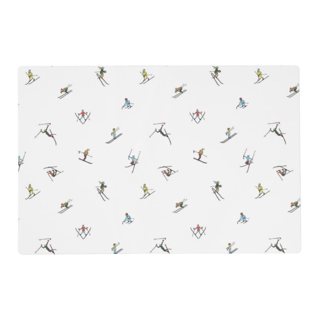 Winter Skiers In Action Pattern Placemat (Front)