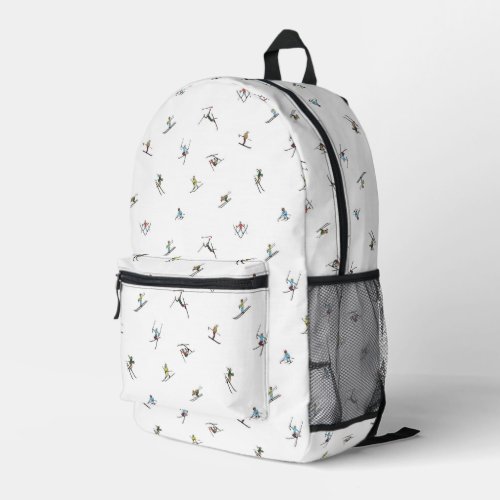 Winter Skiers In Action Pattern Printed Backpack
