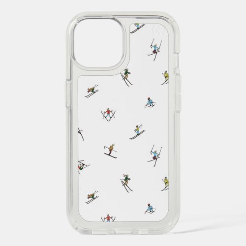 Winter Skiers In Action Pattern iPhone 15 Case