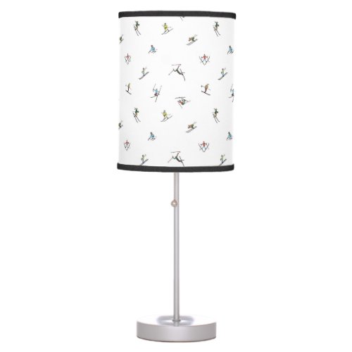 Winter Skiers In Action Pattern Table Lamp