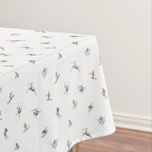 Winter Skiers In Action Pattern Tablecloth
