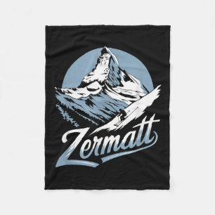 Winter Skiing Adventure, Zermatt Mountain Ski Fun  Fleece Blanket