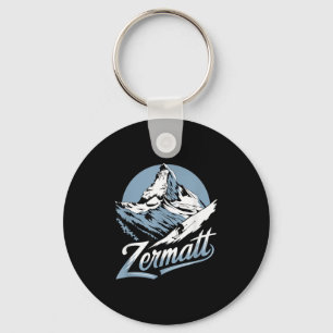 Winter Skiing Adventure, Zermatt Mountain Ski Fun  Keychain