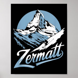 Winter skiing adventure zermatt mountain ski fun poster