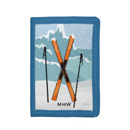Winter Skiing custom monogram wallets