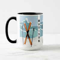 Winter Skiing custom name mugs