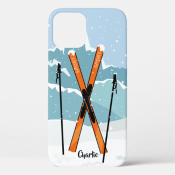 Winter Skiing Custom Name Phone Cases by PizzaRiia at Zazzle