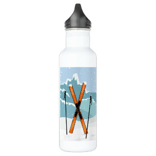 Winter Skiing custom name water bottles