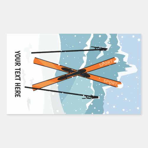 Winter Skiing custom text stickers