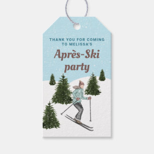 Winter Skiing Girl Après-Ski Birthday Thank You Gift Tags
