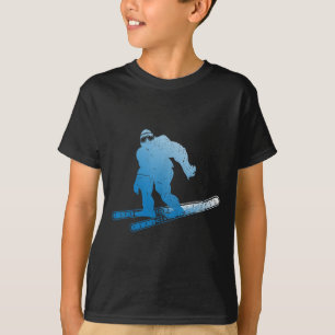 Winter Skiing Sasquatch Ski Cryptid Cryptozoology  T-Shirt