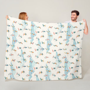 Winter Skiing Snow Mountains Pattern Sports Fleece Blanket