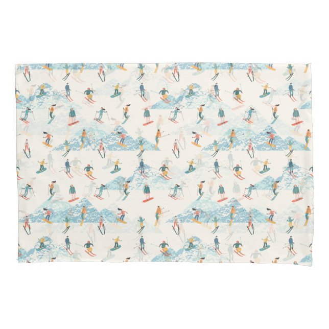 Winter Skiing Snow Mountains Pattern Sports Pillow Case (Front)