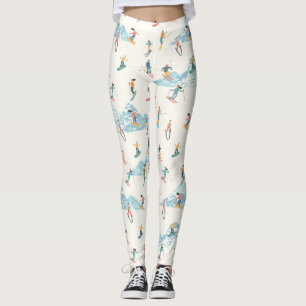 Winter Skiing Snow Mountains Skiers Leggings