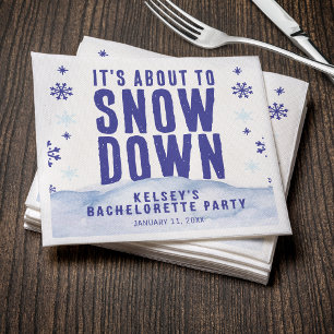 Winter Skiing Snow Snowflake Bachelorette Party Napkins