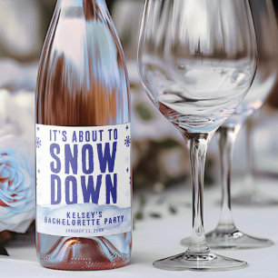 Winter Skiing Snow Snowflake Bachelorette Party Sparkling Wine Label