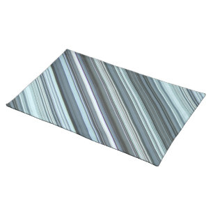 Winter Sky Aqua Blue Stripe Cloth Placemat