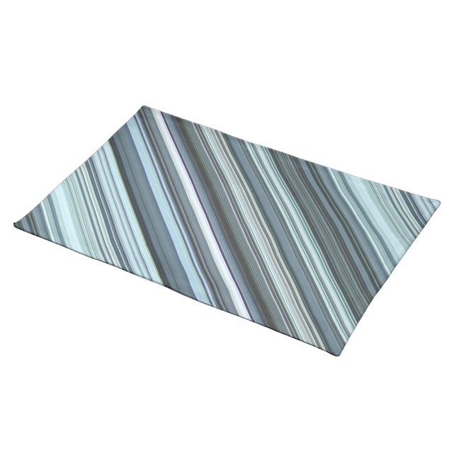 Winter Sky Aqua Blue Stripe Cloth Placemat (On Table)
