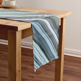 Winter Sky Aqua Blue Stripe Short Table Runner