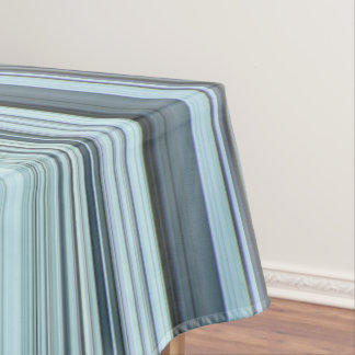 Winter Sky Aqua Blue Stripe Tablecloth