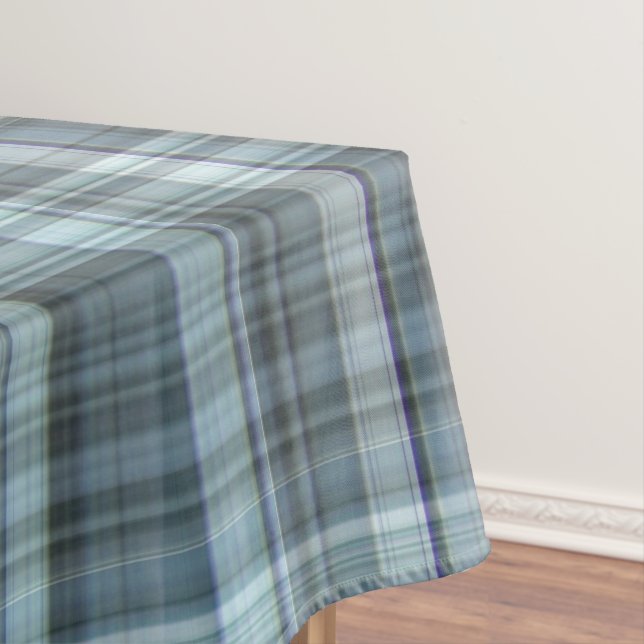 Winter Sky Blue Plaid Tablecloth (In Situ)