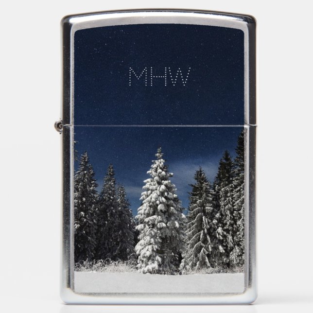 Winter Sky custom monogram lighter (Front)