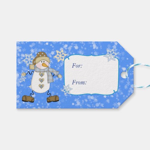 Winter Sky Snowman Christmas Gift Tags