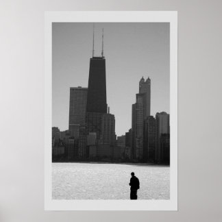 winter skyline, chicago poster