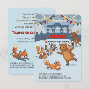 Winter Slapstick Ice Skating Birthday Invitation