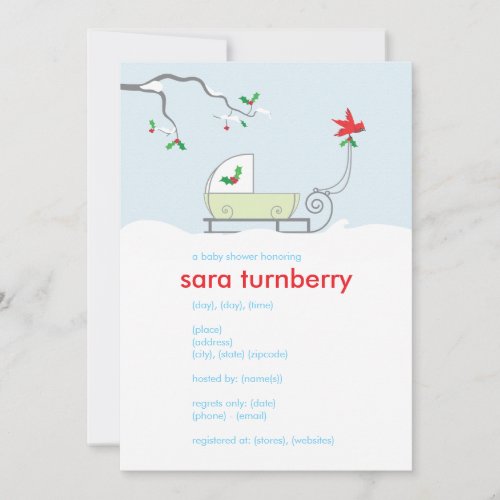 Winter Sled Baby Shower Invitation
