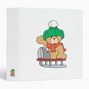 winter sled cute teddy bear design 3 ring binder