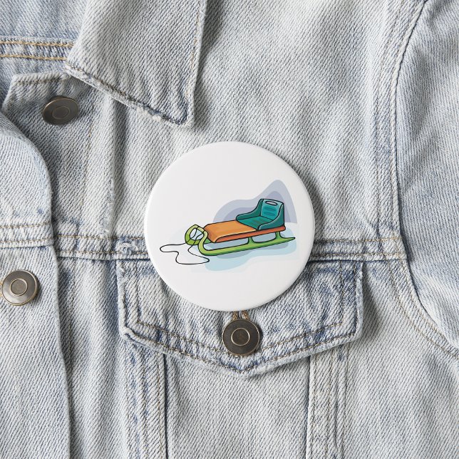Winter Sled Fun Snow Sledge Button (Creator Uploaded)