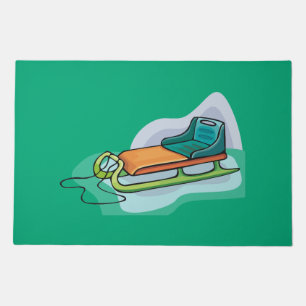 Winter Sled Fun Snow Sledge Doormat