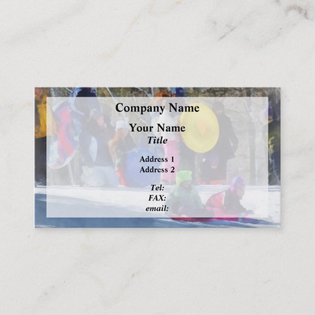 Winter - Sledding in the Park Business Card (Front)