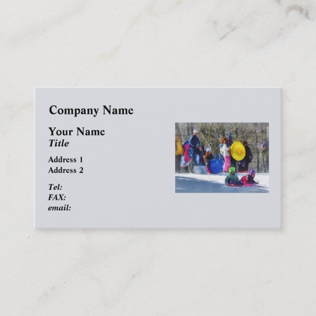 Winter - Sledding in the Park Business Card (Front)