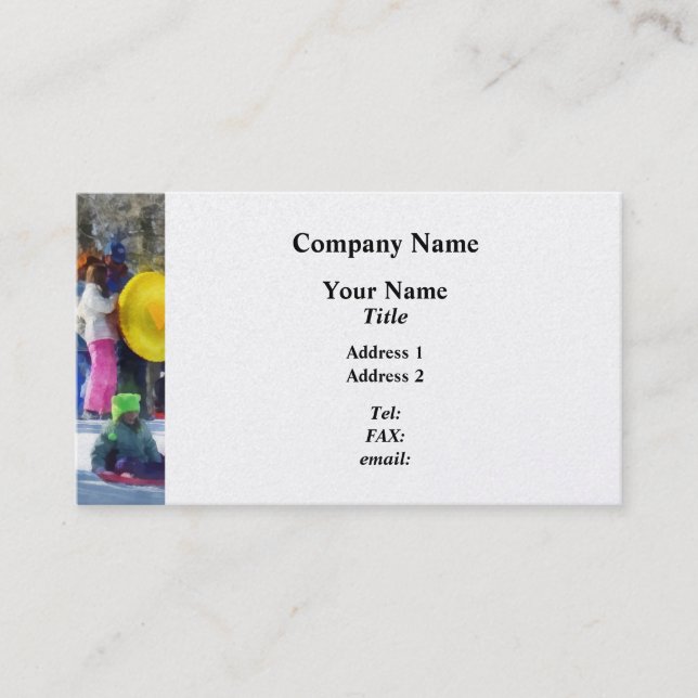 Winter - Sledding in the Park Business Card (Front)
