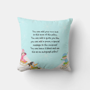 Winter Sledding Pilllow Throw Pillow