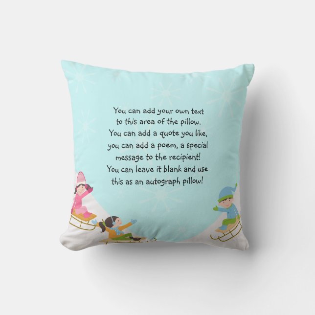 Winter Sledding Pilllow Throw Pillow (Front)