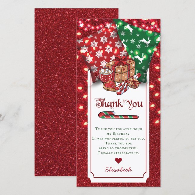Winter Sleepover Birthday Personalized Thank You Card (Front/Back)