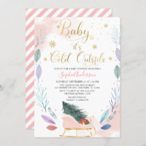 Winter Sleigh Baby It's Cold Outside Baby Shower Invitation