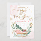 Winter Sleigh Christmas Merry Little Baby Shower Invitation (Front)
