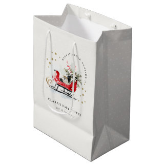 Winter Sleigh Its Cold Outside Neutral Baby Shower Medium Gift Bag